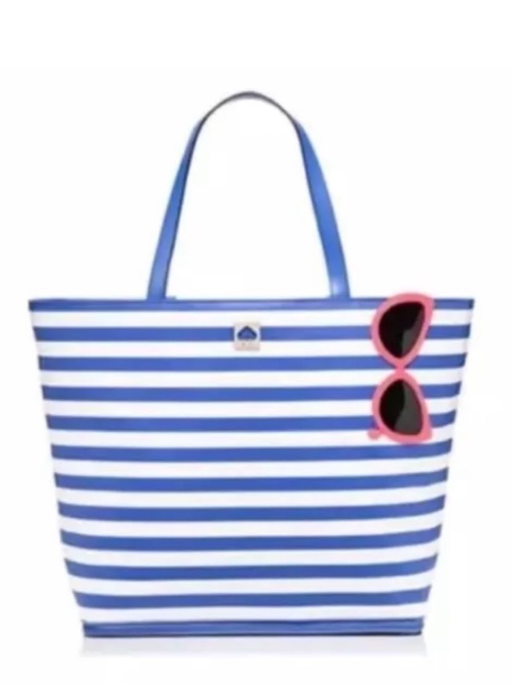 kate spade Navy & White Striped Tote with Pink Sunglass Appliqué